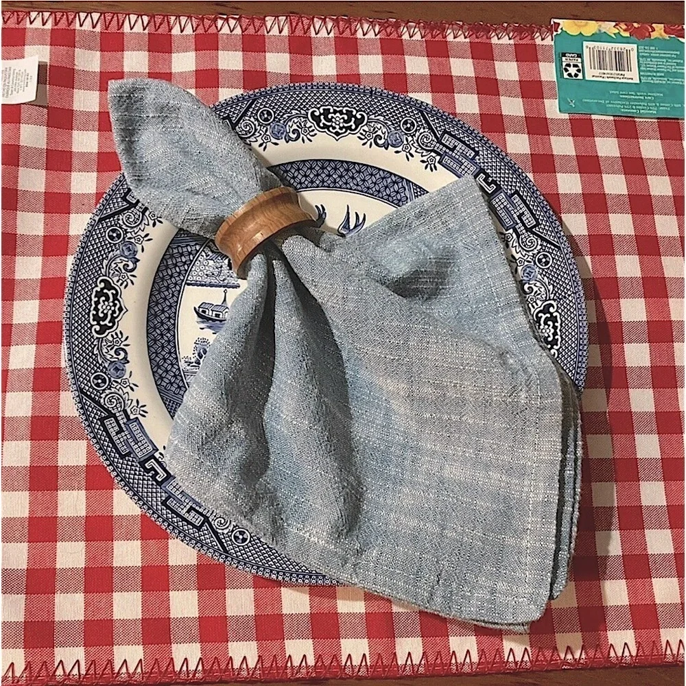 Pioneer Woman Heritage Patchwork Cotton Placemat Reversible Plaid Red White Blue